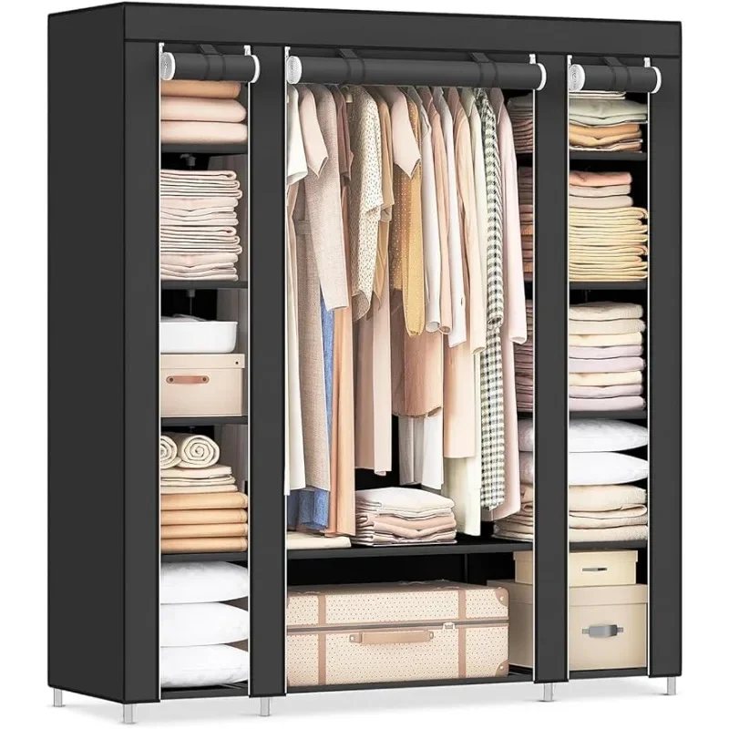 

%a Closet Wardrobe, Portable Closet for Bedroom, Clothes Rail with Non-Woven Fabric Cover（Grey/Black）optional