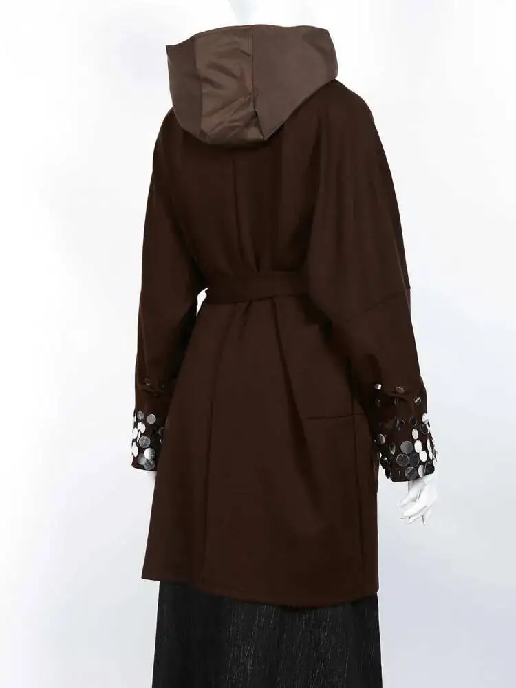 

KWTX Solid-color Double-layer Belted High-waist Design Women's Blazer For 2025 Spring Season. High-quality Loose Wind Jacket