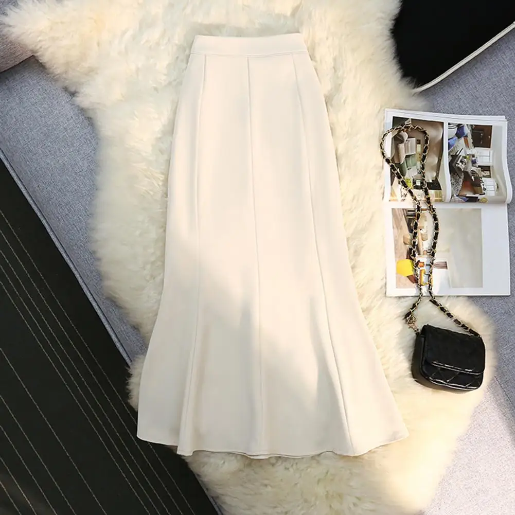 Pairing with Suspender Tops Elegant High Waist Mermaid Skirt for Women Vintage Office Lady Pencil Skirt with Zipper for Spring