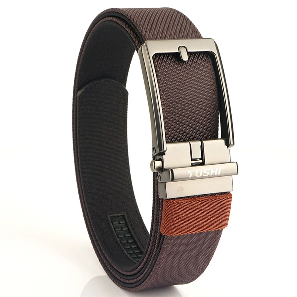 TUSHI Brand New 3.5 Wide Alloy Automatic Buckle Thickened Double-Layer Nylon Soft Mens Belt Versatile Casual Outdoor Pants Belt