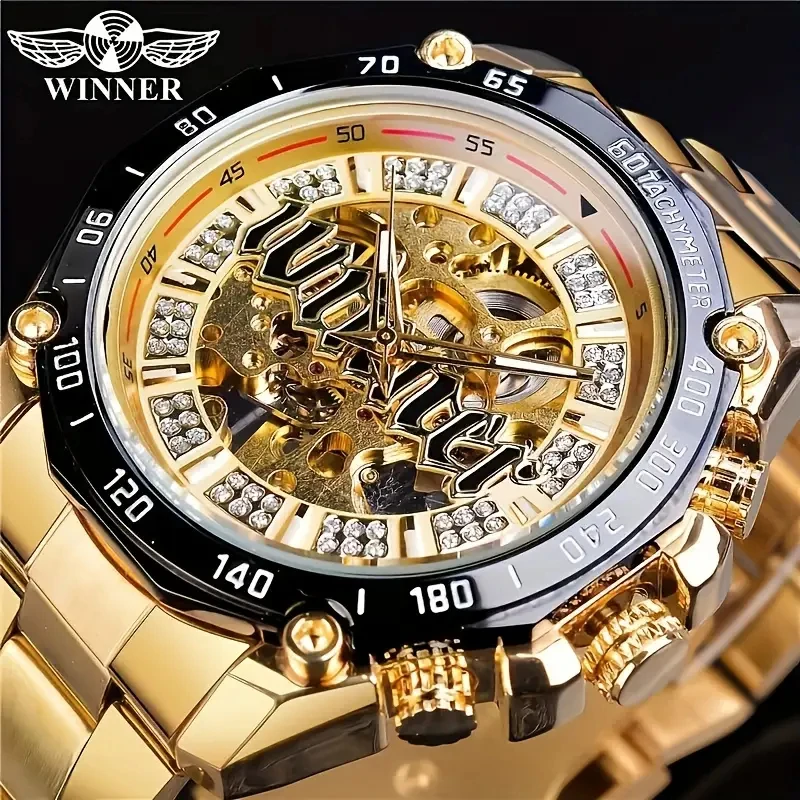 

European and American Style Men's Fashion Casual Hollow Mechanical Movement Automatic Mechanical Watch, Stylish Men's Watch, the First Choice for Gift-Giving, Brand-Name Watch, No Battery Needed