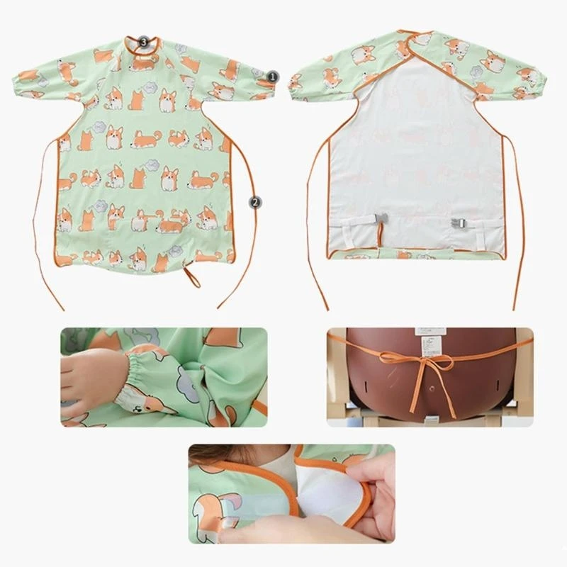 مريلة أطفال J15U من قطعة واحدة مع مفرش طاولة للأطفال من سن 1 إلى 4 سنوات #5