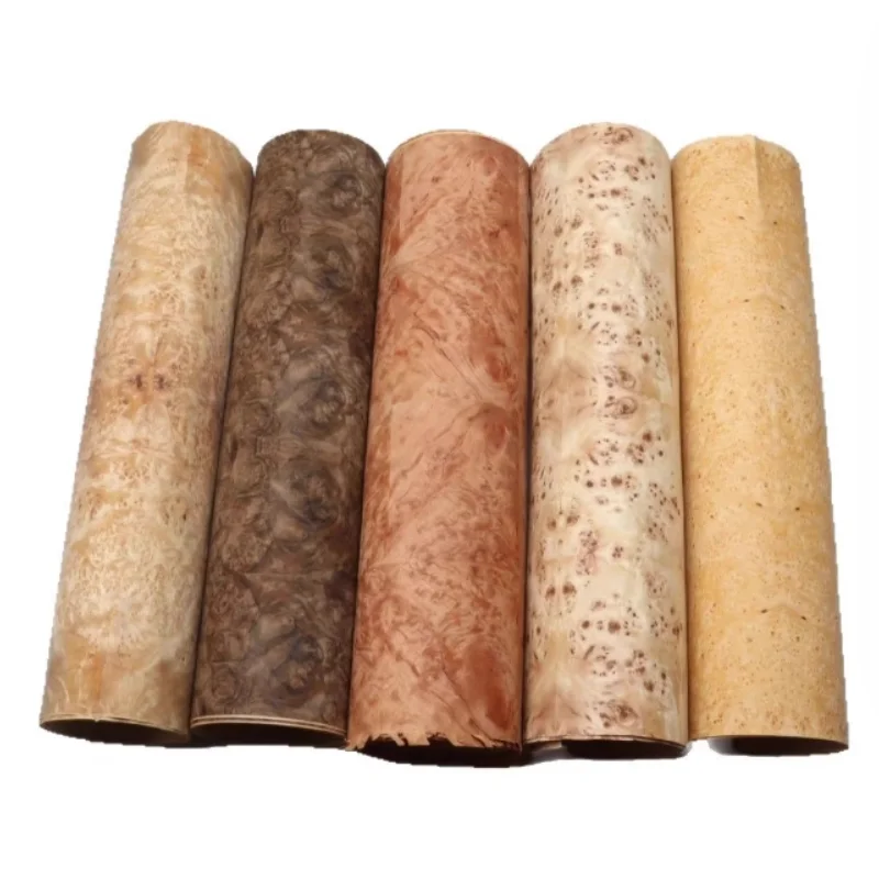 Natural Poplar Burl Wood Veneer Bookmatch Walnut Burl Veneer Sheets Furniture Cabinet Interior Decor Panels L:250*58cm T:0.3mm