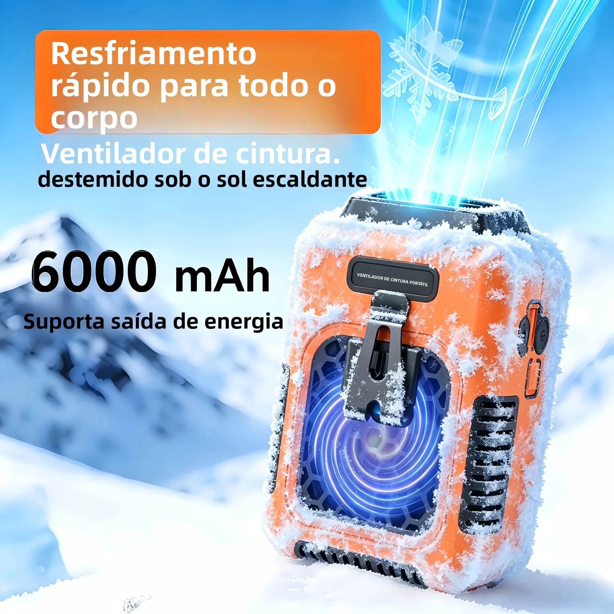 6000mahウエストファン、ウェアラブルパーソナルクーラー、内蔵パワーバンク、携帯電話を充電するための外部電源出力、軽量ベルト