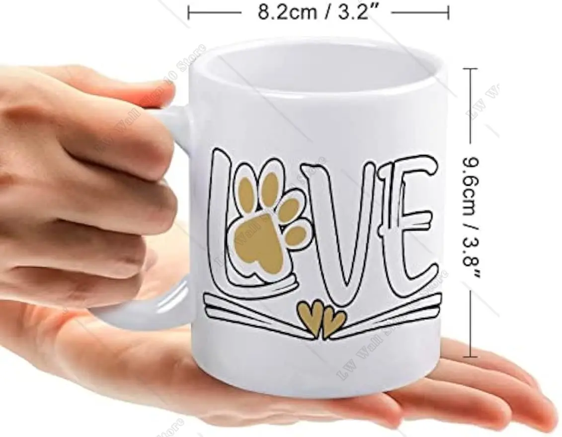 Cute Love Dog Paw White Ceramic Coffee Mug Printed Patterns Funny Tea Cups with Handle 330ml Milk Cup