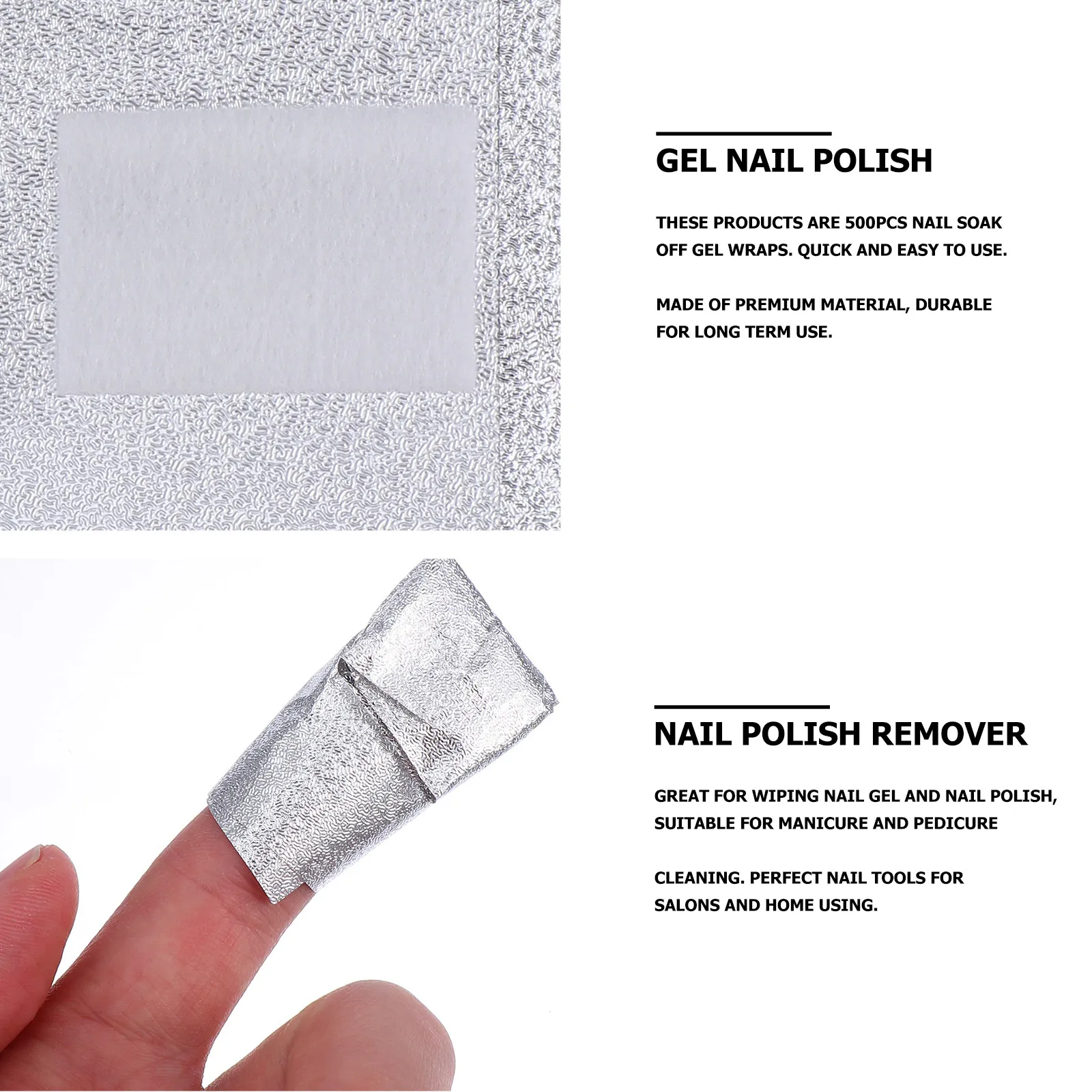 

500 Pcs/ Aluminum Foil Nail Wraps Polish Remover Pads Gel Soak off Manicure Removal