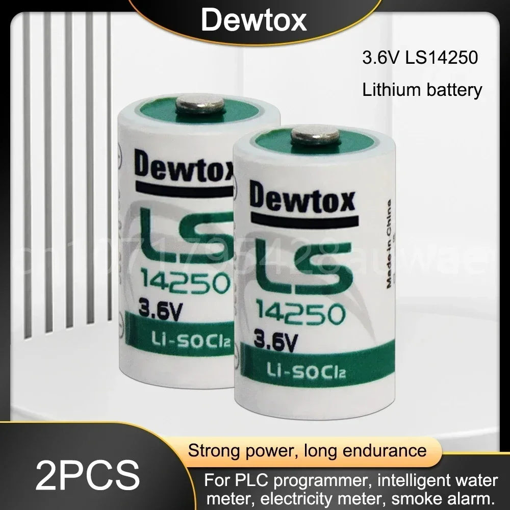 2PCS Dewtox LS14250 L14250 ER14250 14250 1/2AA TL-5902 3.6V Lithium Battery for PLC CNC Machine Tools Gas Meter Real Time Clock