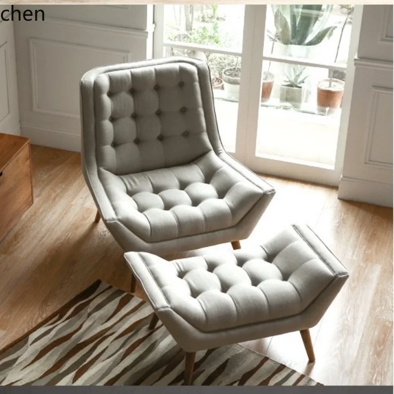 Directo de Fábrica 2026 Top QZT Sillón Individual para Ocio, Balcón, Sala de Estar, Dormitorio con Reposapiés de Madera