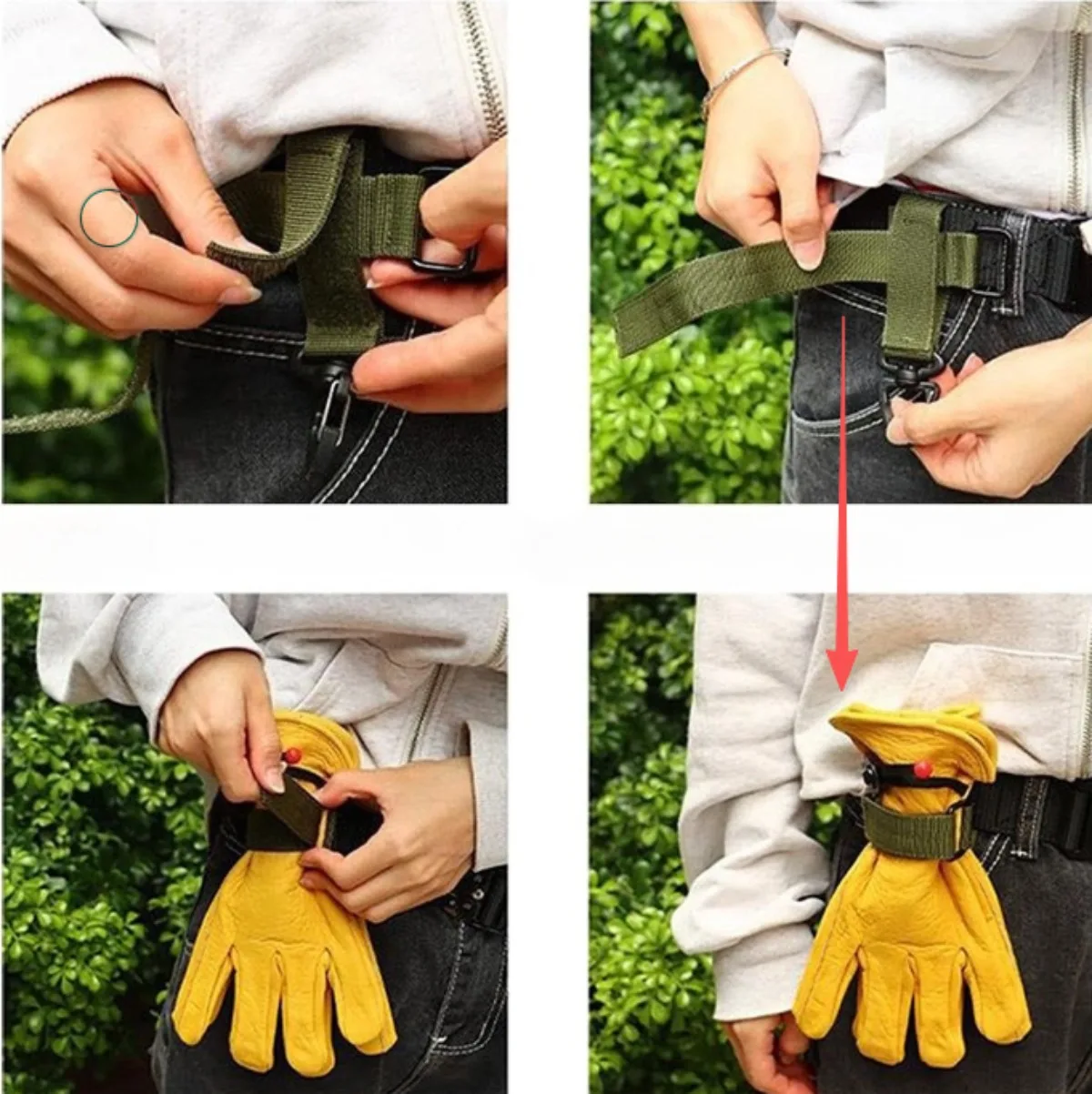 اكسسوارات الصيد الجديدة متعددة الأغراض قفازات النايلون مشبك التكتيكية قفاز هوك مشبك أمان المشي لمسافات طويلة في الهواء الطلق تسلق حبل