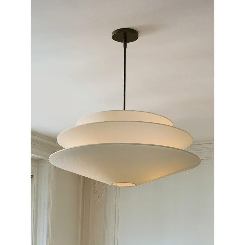 

French Cream Wind Chandelier Nordic Medieval Living Room Bedroom Dining Room Fabric Retro Master Bedroom Bar
