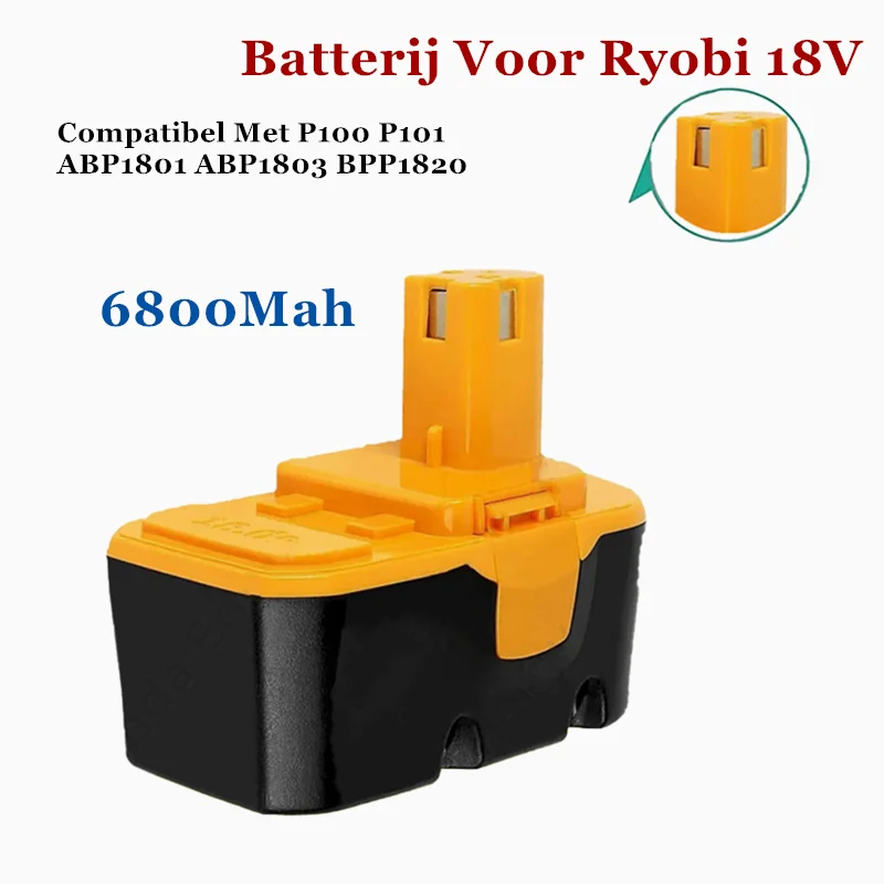 

Verbeterde 18V 6800Mah Ni-Mh Vervangende Batterij Voor 18V Batterij Een + Compatibel Met P100 P101 ABP1801 ABP1803 BPP1820