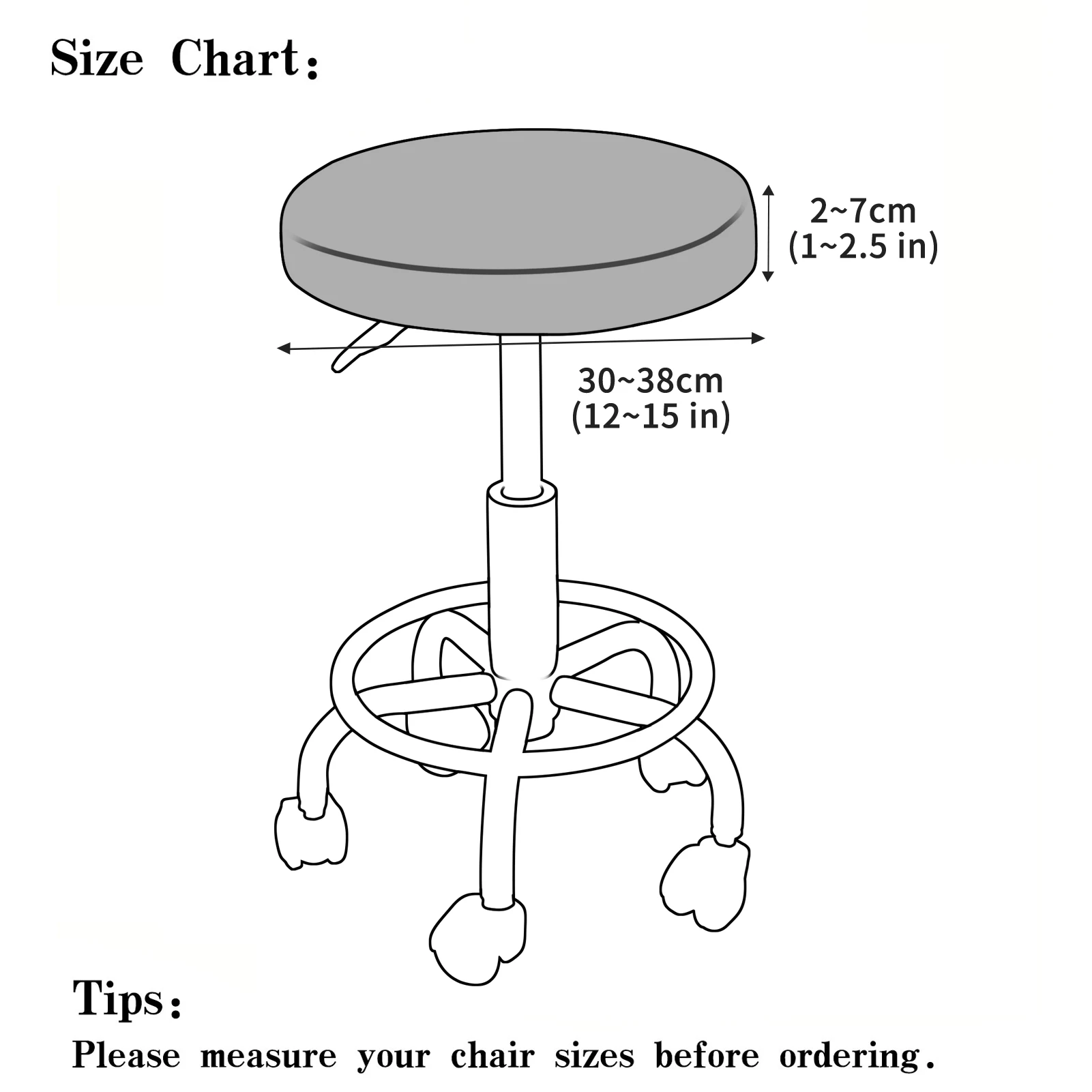 Funda redonda de cuero PU impermeable para silla giratoria, cubierta de cojín de asiento con bandas elásticas, todo incluido, taburete de Bar