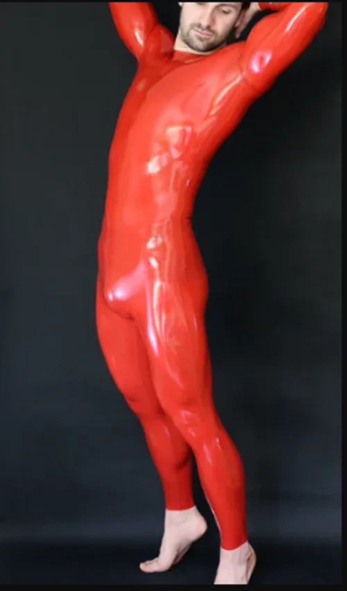 

Latex Rubber Gummi Catsuit Bodysuit Red Suit fashion Cosplay Halloween fashion S-XXL