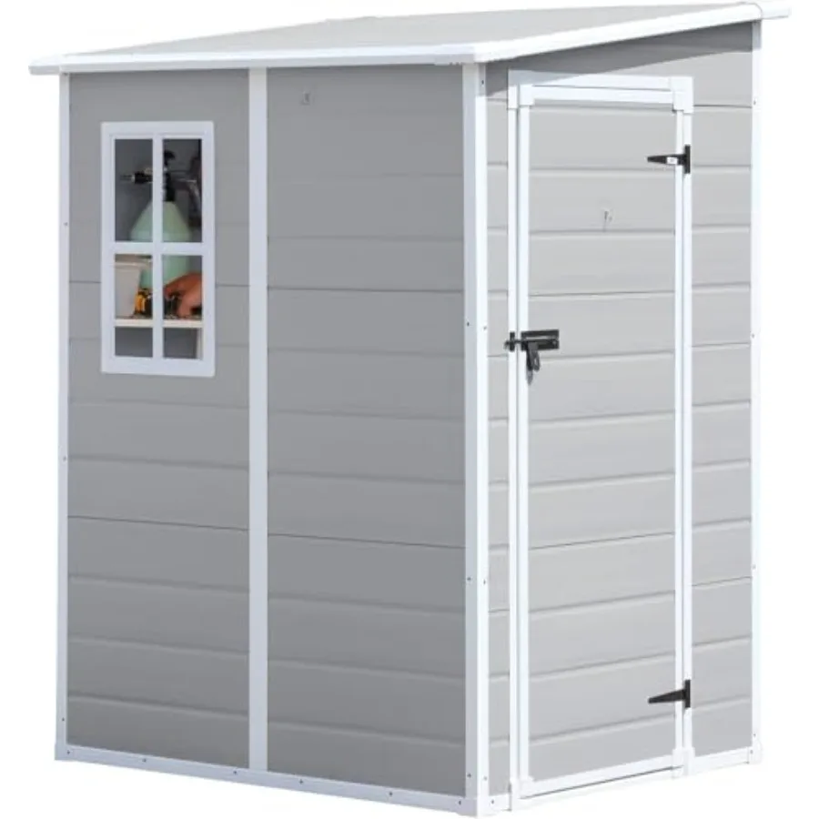 Feet Resin Plastic Storage Shed, Floor Included, Light Gray