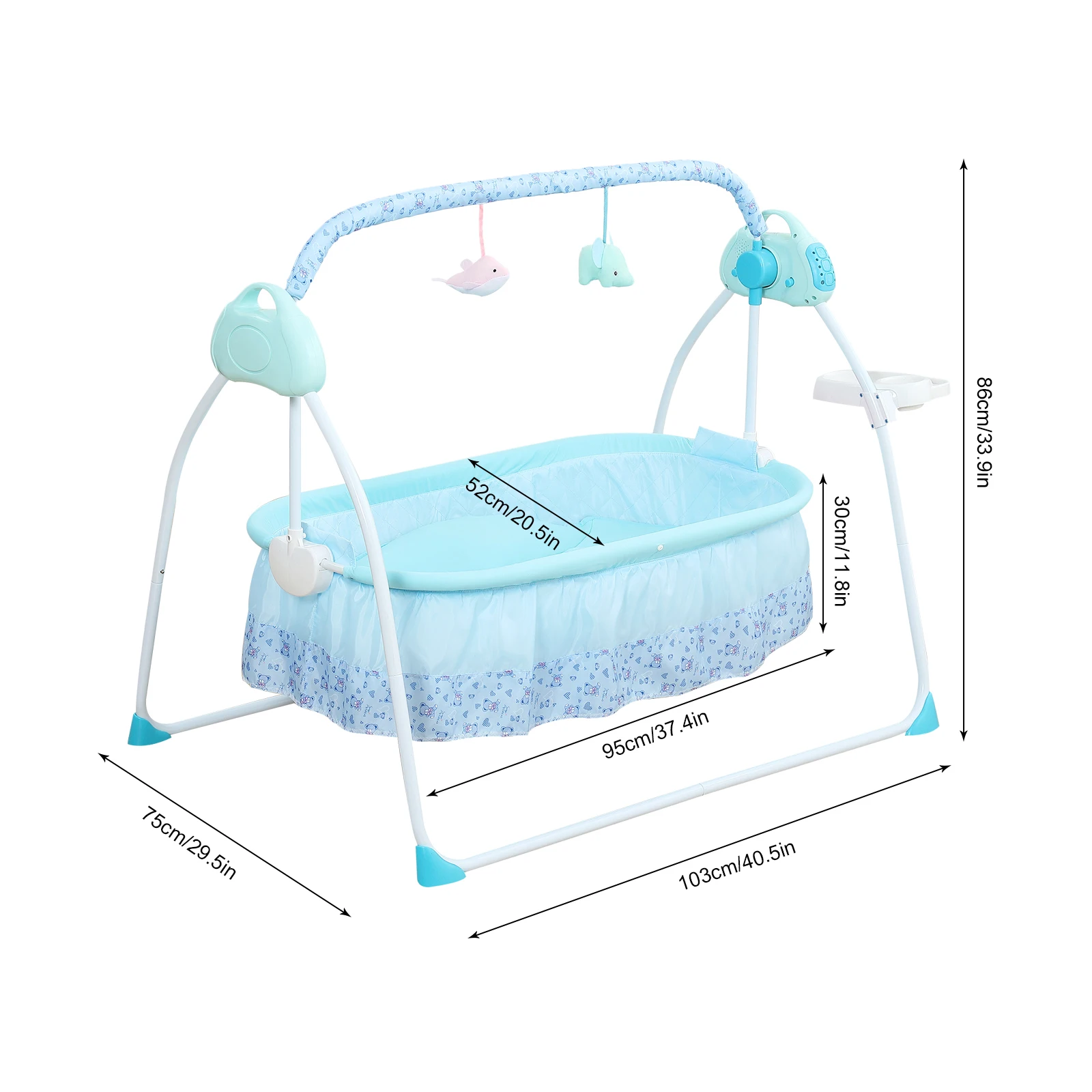 Auto-Swing Motions Baby Rocking + Bluetooth USB Electric Cradle Infant Bed Crib With Built-in 12 Songs Free up Your Hands