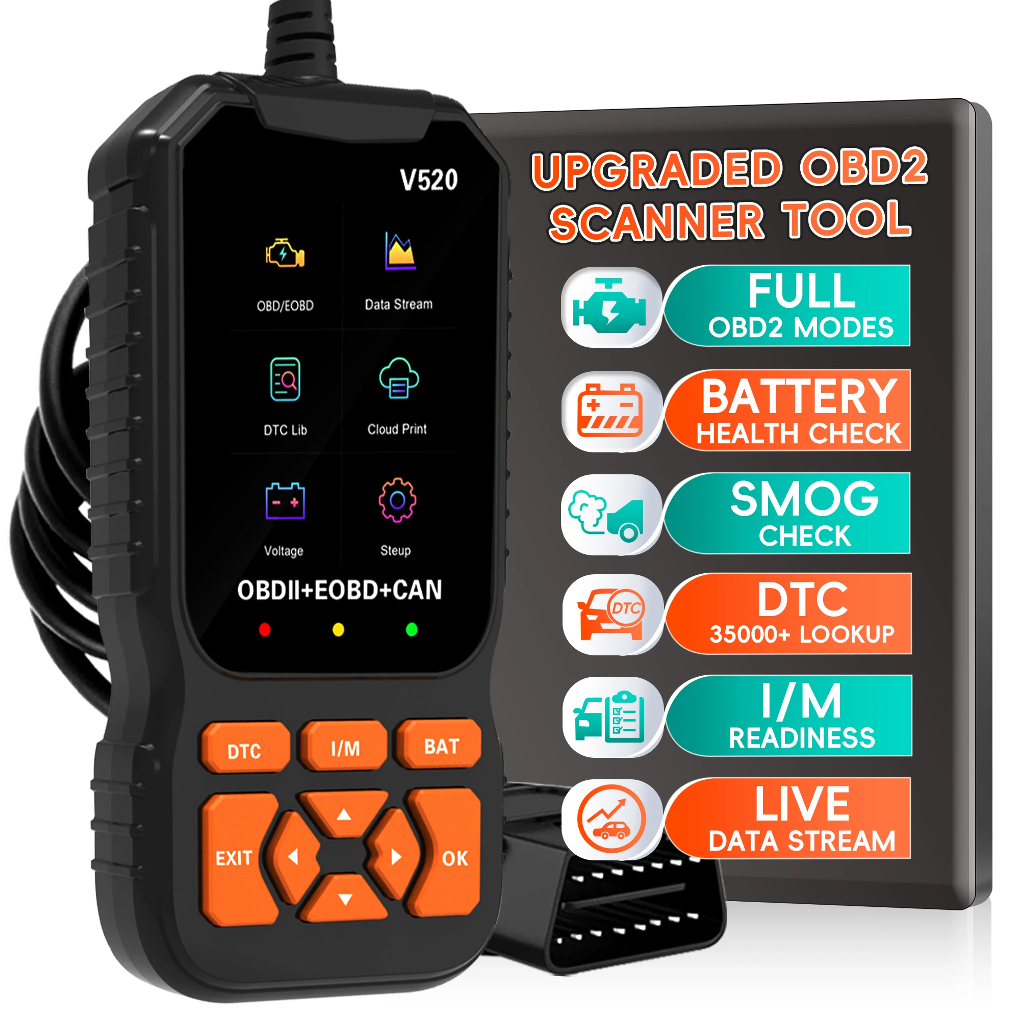 OBD2 Scanner Diagnostic Tool,Enhanced PRO Check and Reset Engine Fault Code,DTC Lookup,O2 Sensor Test,Live Data,Freeze Frame