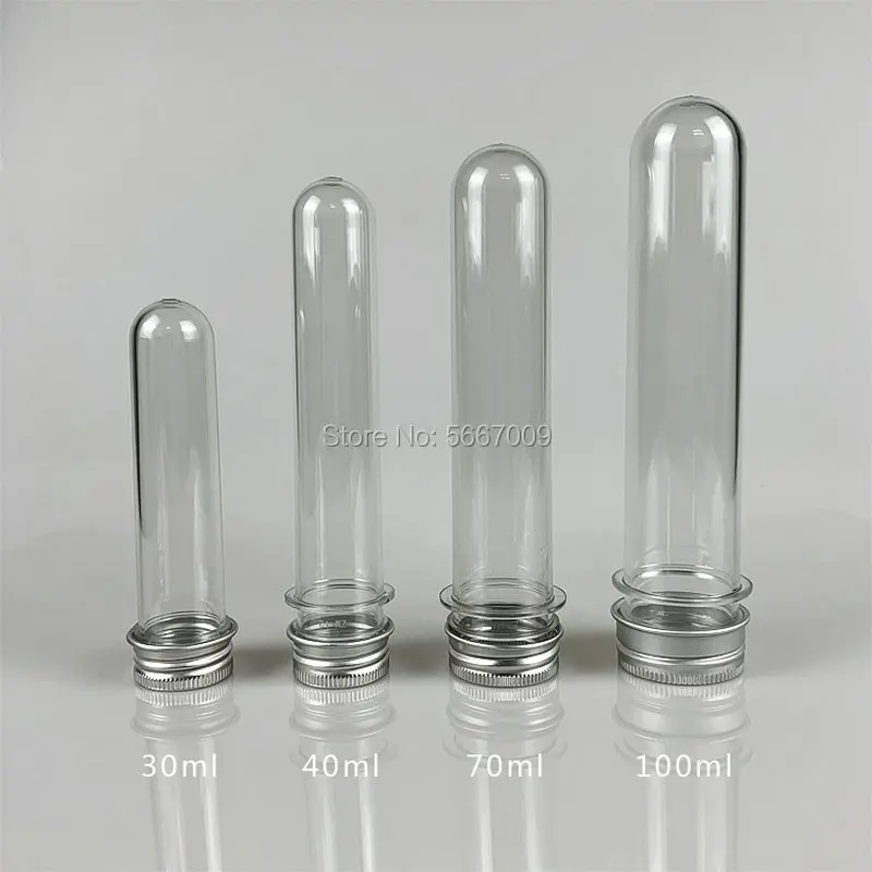 10pcs lab 30/40/100ml PET test tube bottle Transparent cylindrical plastic refillable bottle for Mask candy data line