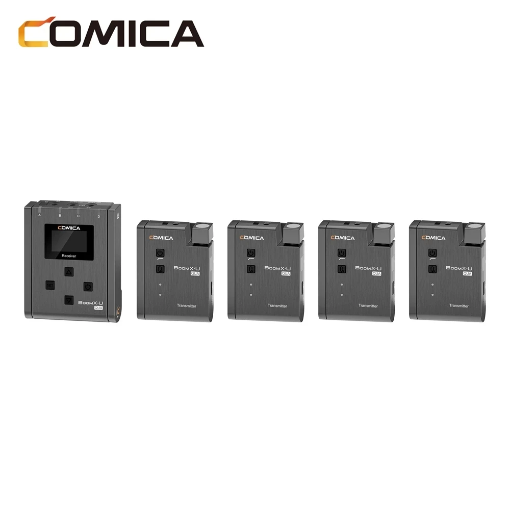 Comica BoomX-U QUA 4 Channels UHF Wireless Lavalier Microphone System for Camera Phone Video Shooting Interview Live Streaming