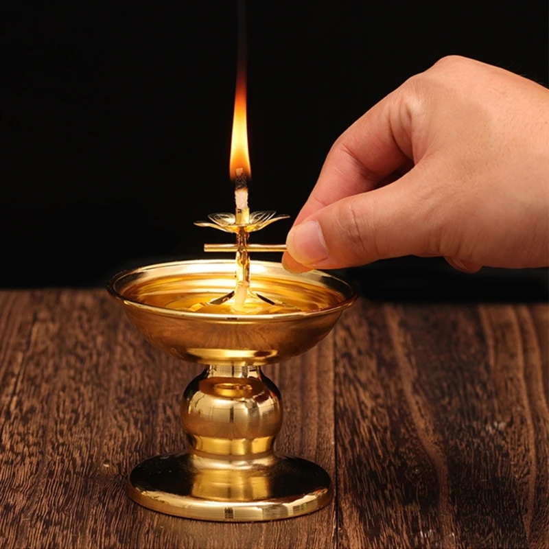 Lamp Holder Alloy Oil Lamp Dish Cooking Oil Lamp Butter Lamp Household Ever-burning Lamps Buddhist Supplies for Desktops