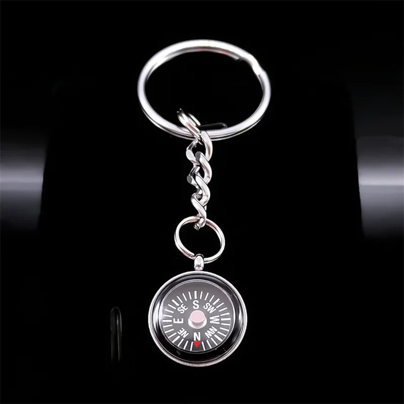 Mini Survival Tool Outdoor Compass Key Chain for Women Men Stainless Steel Navigator Compasses Key Ring Jewelry Gifts K6133S08