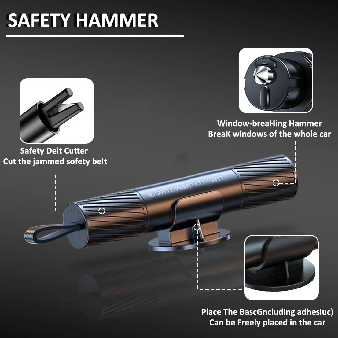 Multifunctional Car Emergency Escape Tool Mini Safety Window Breaker Hammer Tool Portable Vehicle Rescue Hammer Seat Belt Cutter