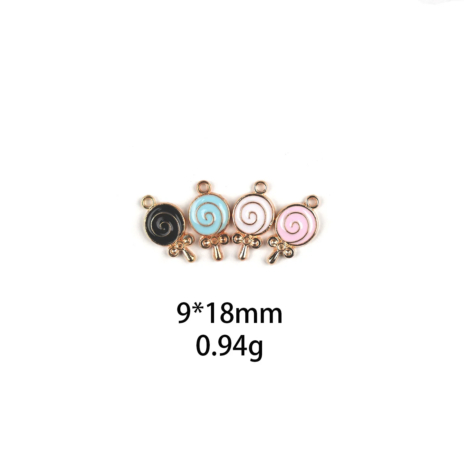 10pcs Lollipop Pink Charm 9*18mm Pendants Alloy Metal Enamel Charms for DIY Jewelry Making Accessory Dropshipping