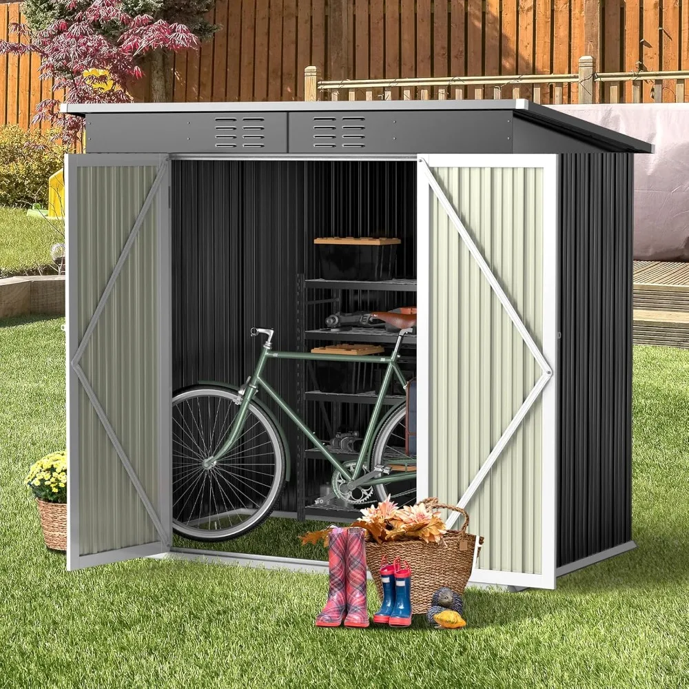 6' x 4' Outdoor Storage Shed Clearance,Metal Outdoor Storage Cabinet w/ Double Lockable Doors,Waterproof Tool Shed,Backyard Shed