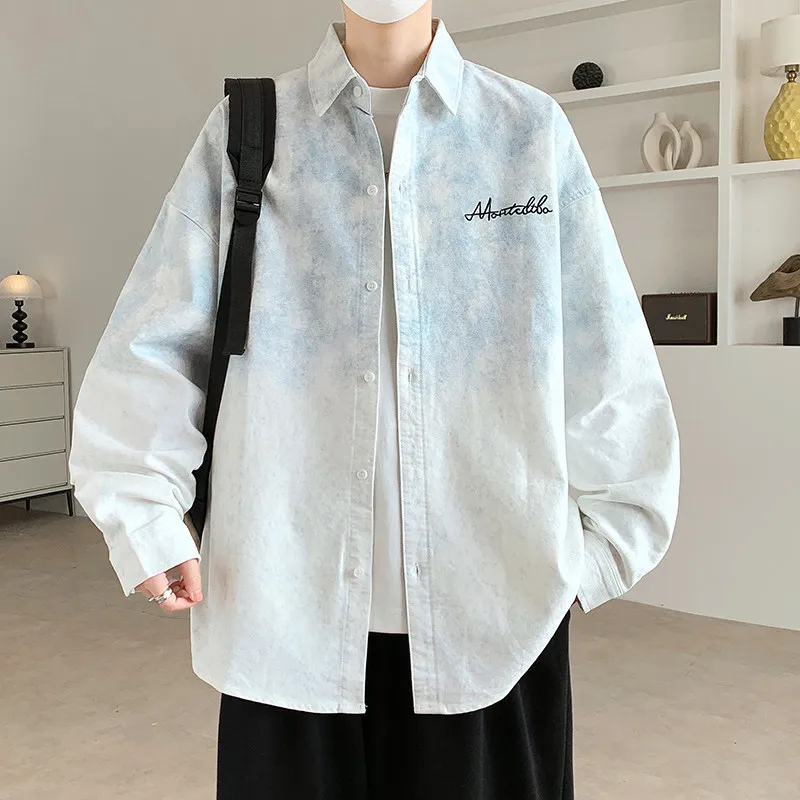 

Casual Men's Long Sleeve Shirt Summer Fashionable Teenage Versatile Cotton Breathable Standard Fit Open Cardigan Style Male Top