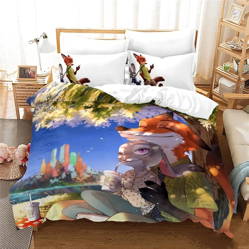 

Disney Zootopia Cartoon Bedding Set Home Room Decoration Pillowcase Duvet Cover Cute Cartoon Duvet Cover Gift, comforter sets