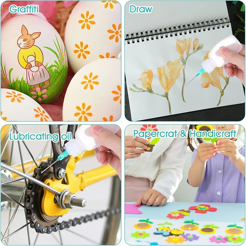 AT19-6Pcs زجاجات ضغط ذات طرف إبرة، زجاجة قطارة بلاستيكية قابلة للعصر 30 مل، 14Ga 16Ga 18Ga 20Ga أطراف إبرة حادة للغراء