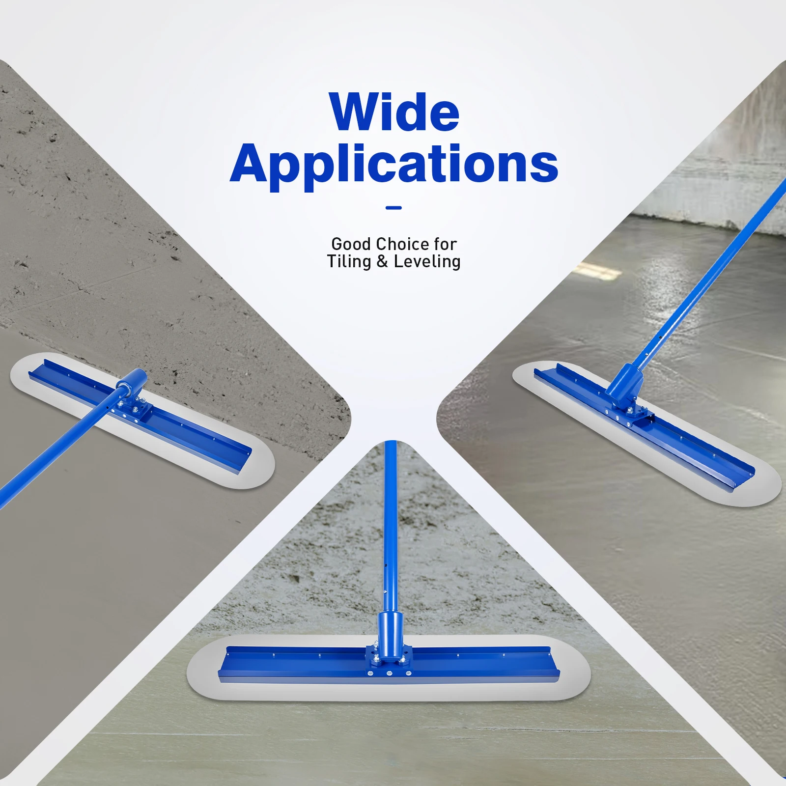 Concrete Float for Leveling Concrete Pavement with Detachable Handles, Stainless Steel Trowel, and Turbine Connector