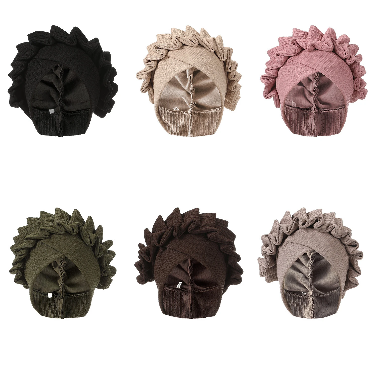 

Forehead Cross Turban Indian Hat Women Chemo Cap Muslim Hijab Bonnet Ruffle Headscarf Hair Loss Bandanas Headband Turbante Mujer