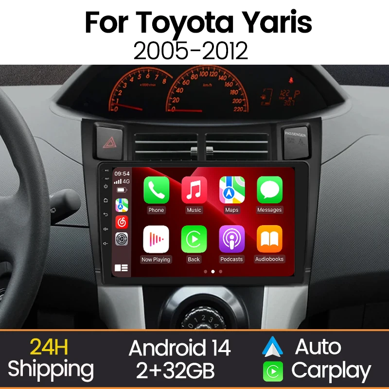 

Автомобильный мультимедийный плеер MEKEDE 9 дюймов, 2 Din, для Toyota Yaris 2005-2012, Android Auto, беспроводной Carplay, GPS-навигатор, стерео