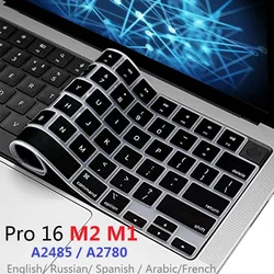 Funda de teclado de TPU suave para Macbook Pro 14, M2, M1, A2442, A2779, 2022, 2021, UE, EE. UU., español, ruso, árabe, francés, inglés, piel de teclado