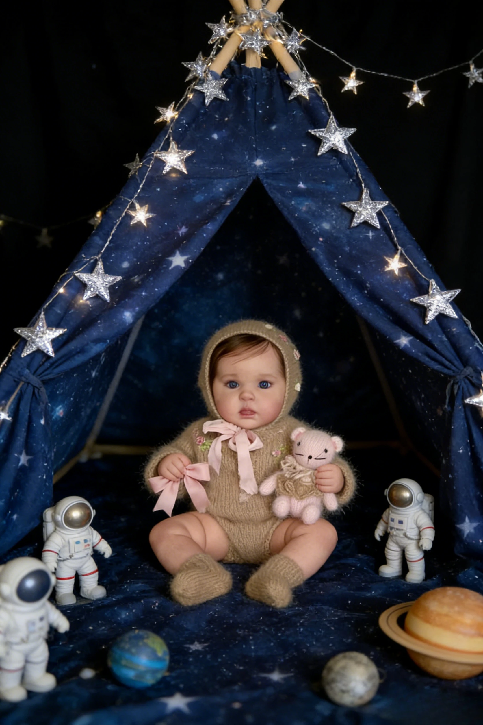 Lifelike Newborn Baby Doll, Handmade 3D Skin, Rooted Hair, Visible Veins, Ward Reborn Baby Size, Real Picture, 19inch