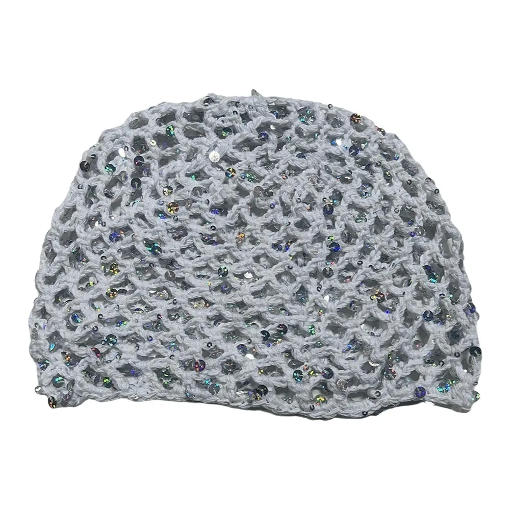 Hollow Knit Hollowed Out Beanie Hat Breathable Fringed Crochet Sequined Hat Korean Style Sequined Bohemian Style Beanies Women