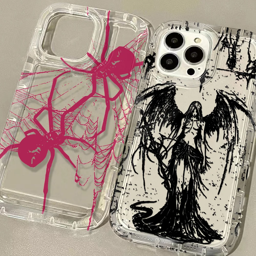 Hot Gothic Angel Spider Phone Case For Samsung Galaxy S24 S23 S22 S21 S20 S10 Note20 Note10 FE Ultra Plus 4G 5G Clear Back Cover