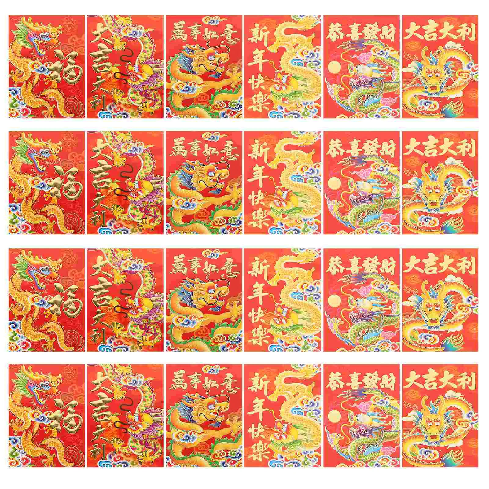 30 Pcs 2024 Year of The Dragon Red Packet New Decoration Money Bag Chinese Envelope For Style Envelopes Letter Paper