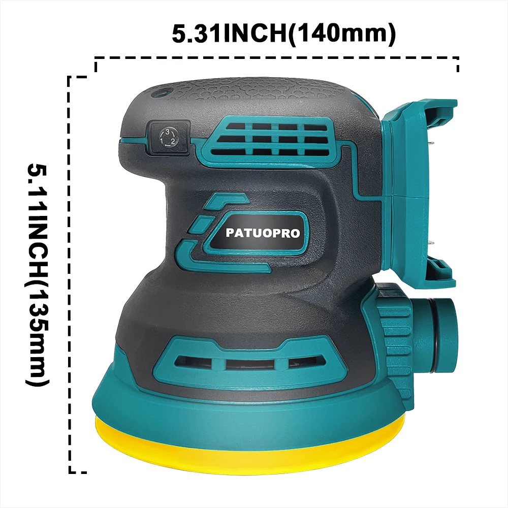 Brushless 125mm Electric Cordless Disc Random Orbital Sander Grinding Polisher 3-Speed Sanding Machine For Makita 18V Battery