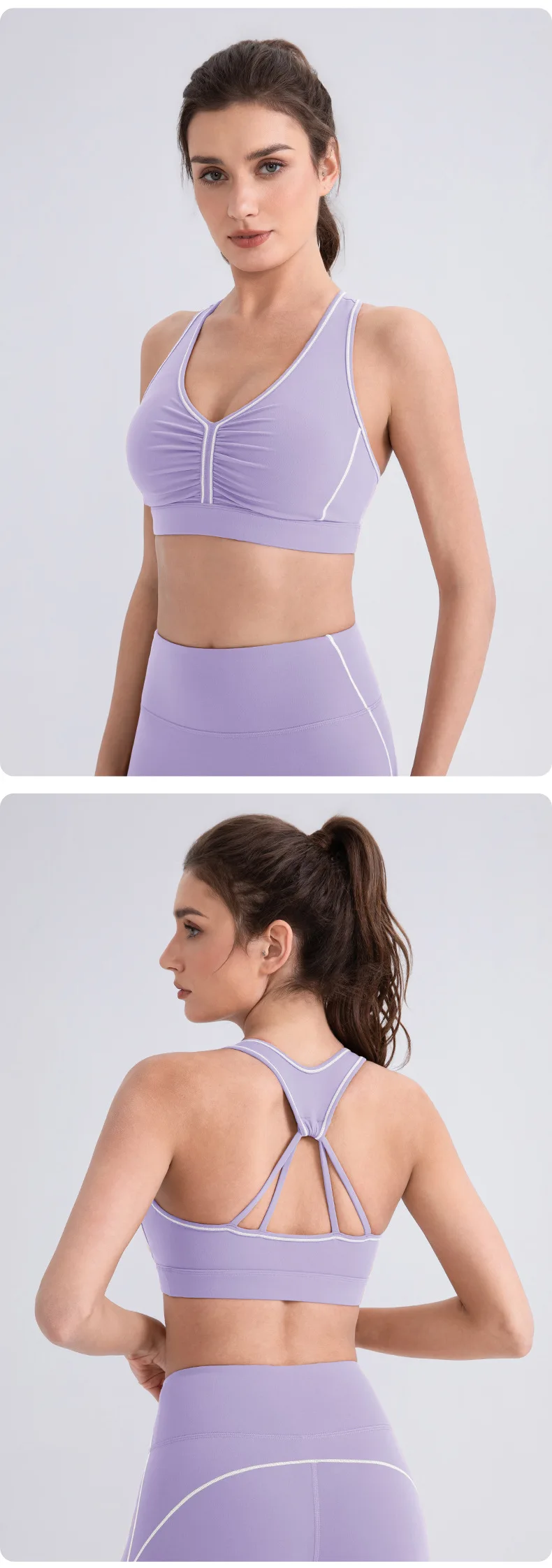 Damen Yoga-BH, ärmellos, kurzes Crop-Top, Weste, atmungsaktiv, schnell trocknend, schweißabsorbierend, für Laufen, Fitness, Workout, Tanzen – Detail 4