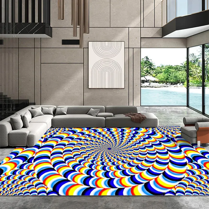 HD-3D Vortex Optical Illusion Area Rug – Washable Living Room Carpet for Sofa Coffee Table, Bedroom Floor Mat