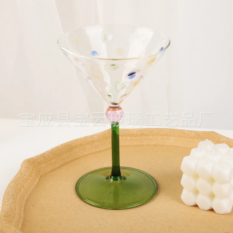 Copa de cóctel de vino alto para el hogar, vino tinto, creativo, pequeño, fresco, colorido, lunares
