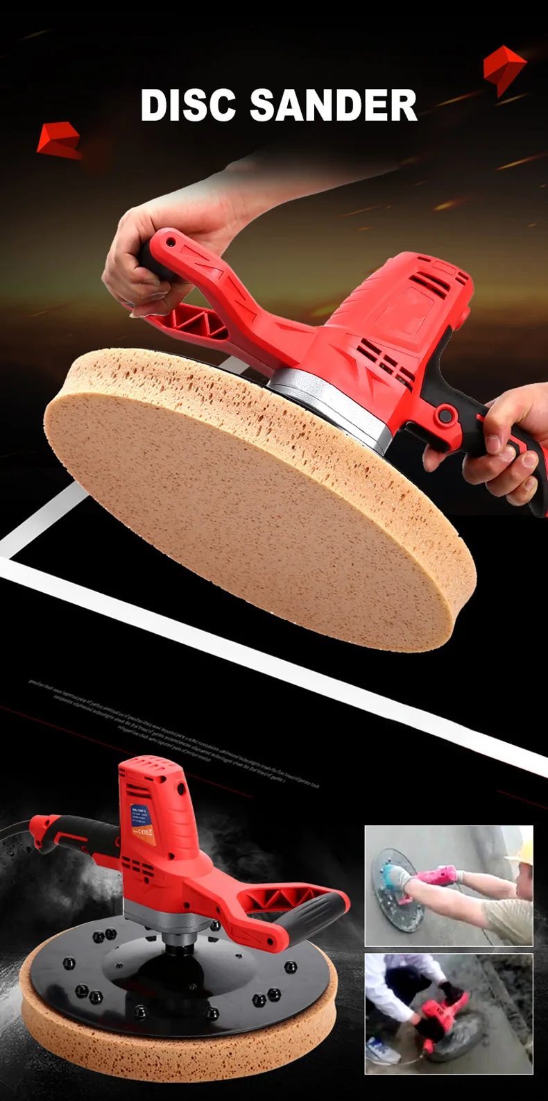 Imagem -02 - Hand-held Elétrica Betão Epóxi Cimento Argamassa Parede Alisamento Polimento Máquina Putty Alisamento Ferramenta 390 mm 220v