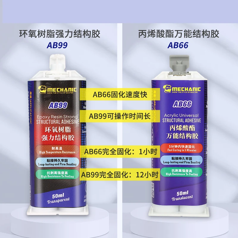 メカニカルエポキシ接着剤ab99/ab66,金属,セラミック,プラスチック,ガラス,ゴム,木材,携帯電話修理ツール用のアクリル構造接着剤