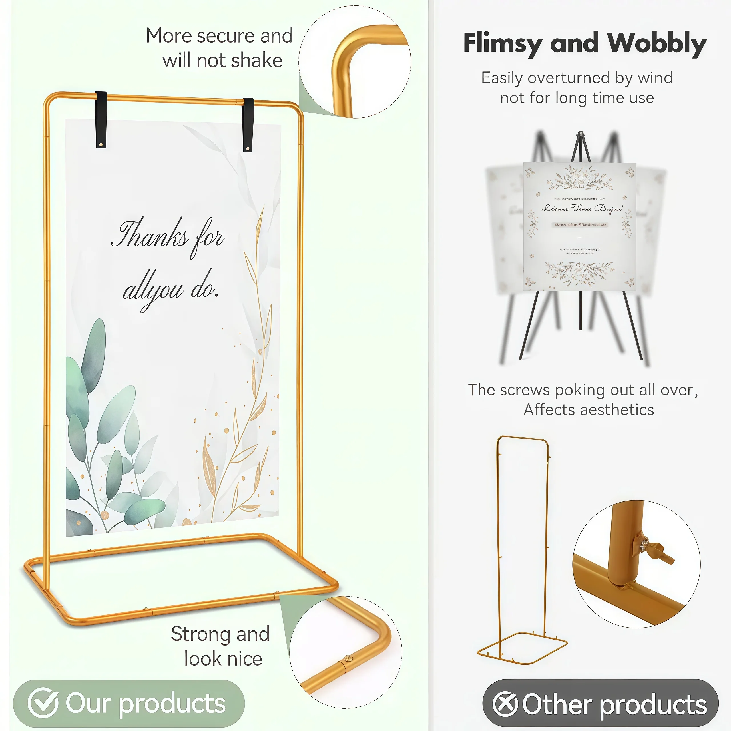 حامل عرض على شكل قوس مربع، مناسب لعرض مخطط جلوس الزفاف، وحامل إعلانات السوبر ماركت، وحاضر اجتماعات الشركات