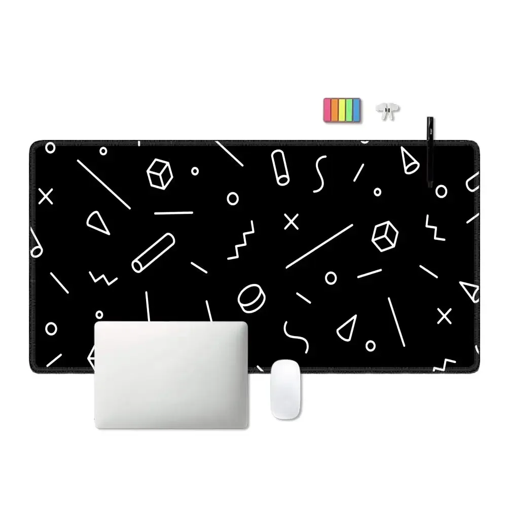 لوحة ماوس سوداء هندسية بسيطة من Kawaii Duck Gamer Desk Mat Blue Wave Mouse Pad ملحقات المكتب لوحة ماوس كبيرة على شكل تنين