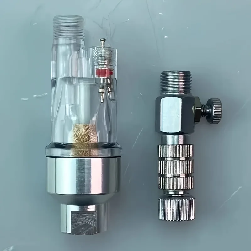 Airbrush Oil-Water Separation Filter & Quick Connect Adapter 2Pcs Set Airflow Adjustable with Convenient Interface Airbrush Tool