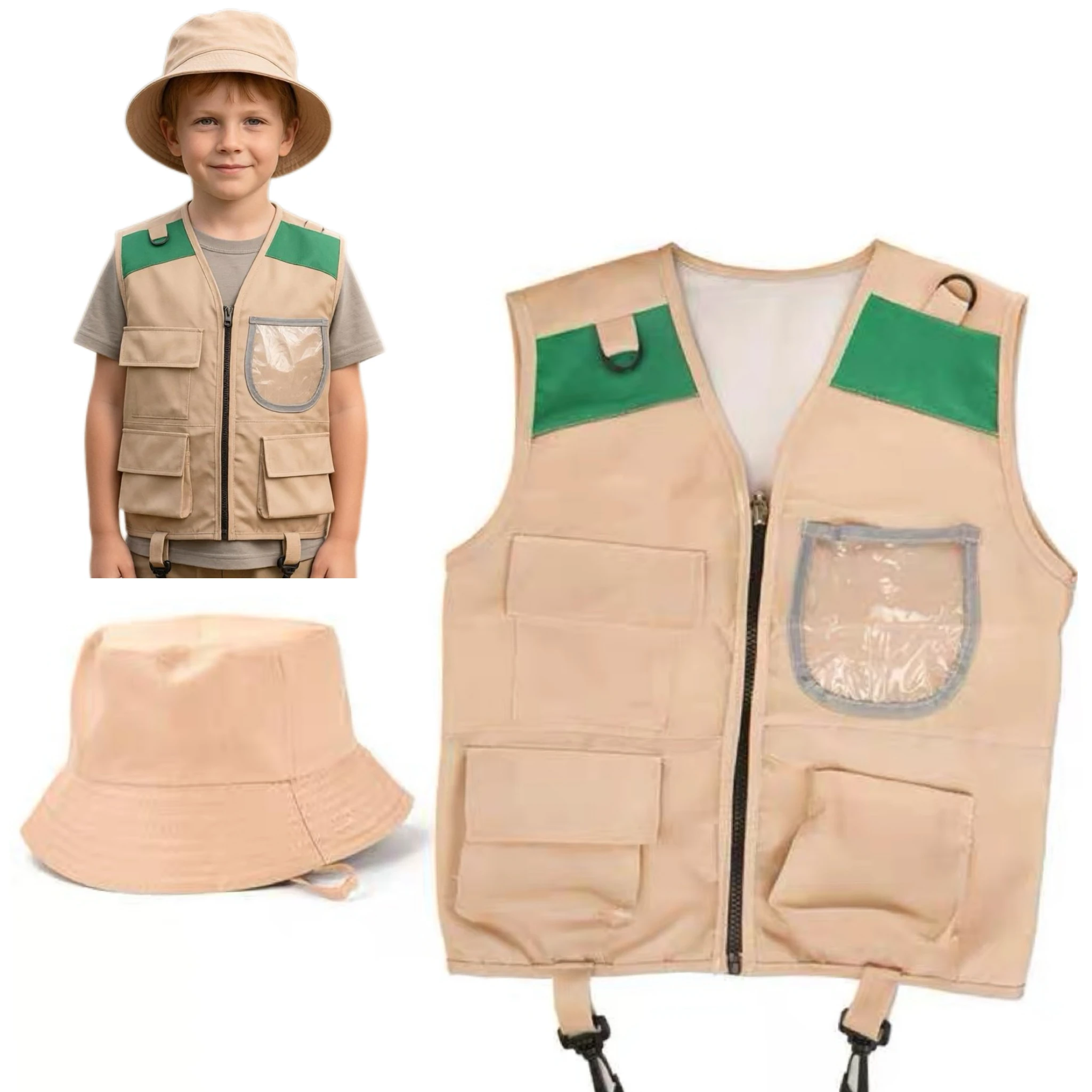 Outdoor Adventure Kit For Boys - Kostium dla dzieci: kamizelka i kapelusz