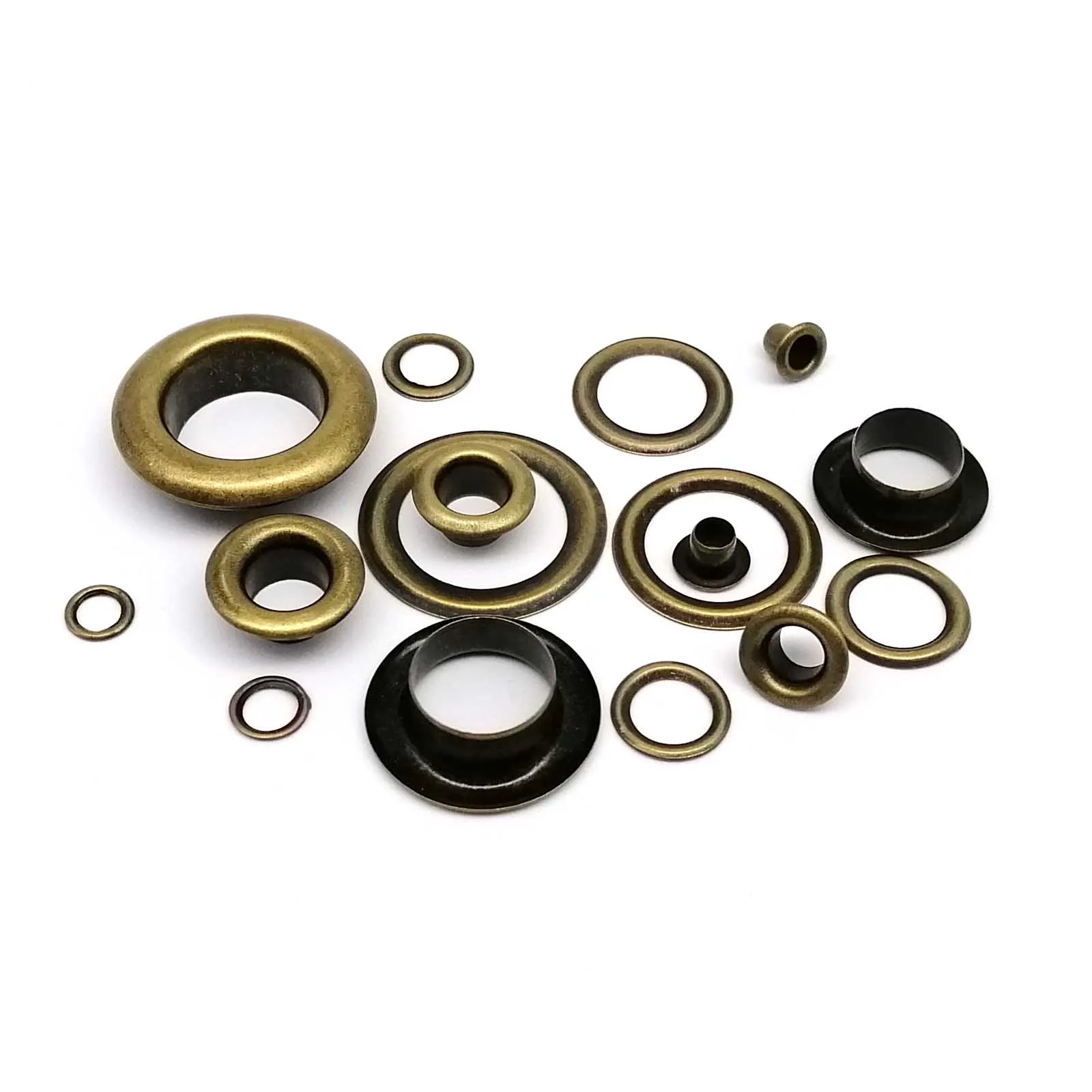 100 مجموعات 2.5 مللي متر إلى 12 مللي متر العتيقة النحاس البرونزية العيينة مع غسالة جروميت حلقة ثقب الهواء برشام لحقيبة جلدية الأحذية غطاء حزام الملابس #3