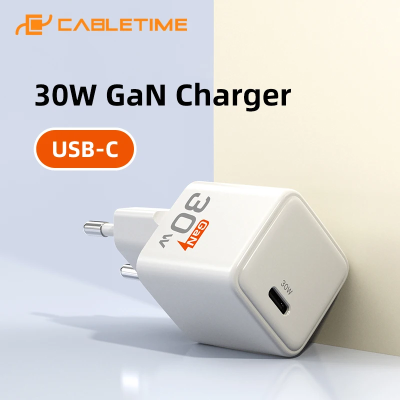 

CABLETIME PD Charger GaN 30W PD QC 3.0 Fast Charger Type C Phone Charger USB C Quick Charging for iPhone 15 pro Macbook Laptop